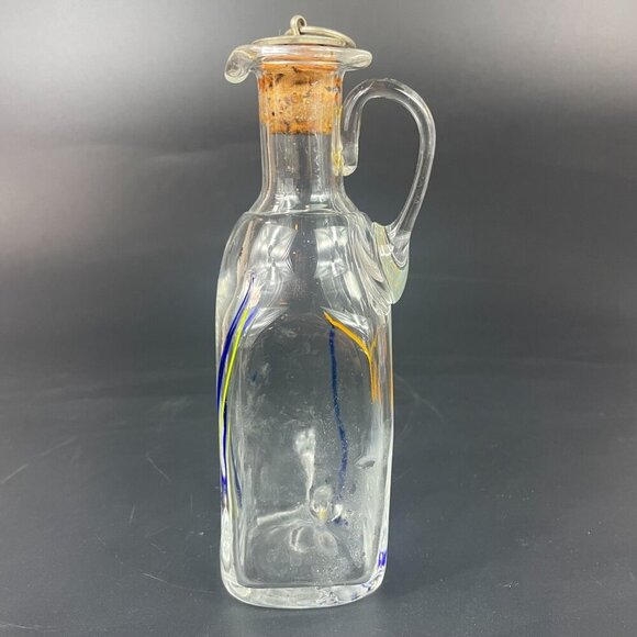 Stockholms Glasbruk Skansen Art Glass Cruet Sweden Coin Cork Stopper - Picture 3 of 8